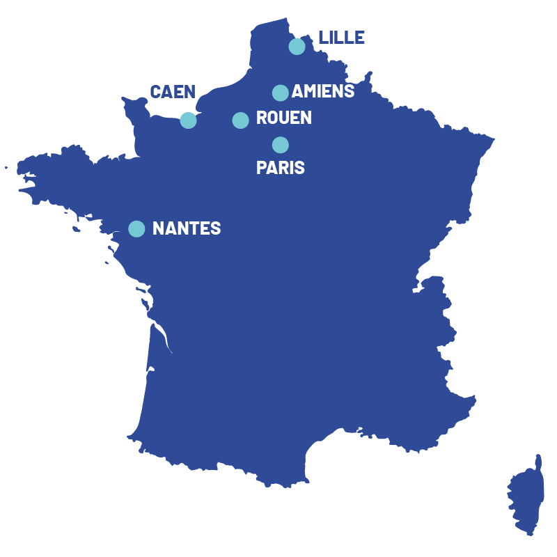 Carte de France des partenariats de l'institut Alain Cribier